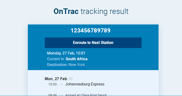 ontrac tracking package